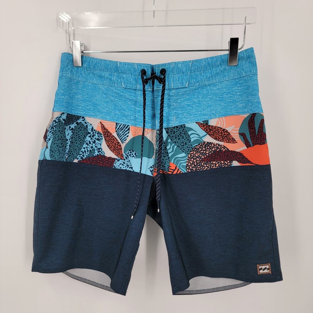 Billabong Recycler Tribong Pro Boardshorts Mens 29 Blue Colorblock Abstract